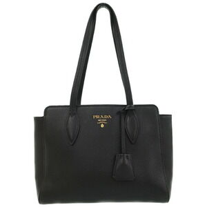 Prada Black Vitello Phenix Leather Tote Shoulder Bag Black